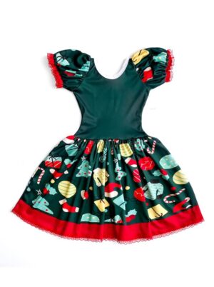 Vestido Verde Natalino Estampado