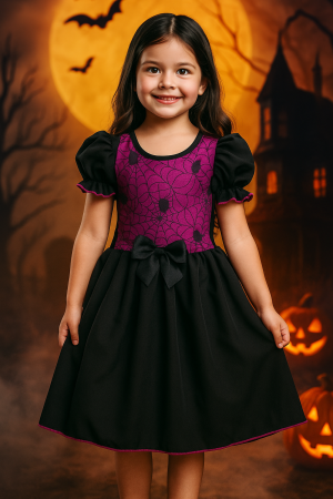 Fantasia Vestido de Aranha Roxa para Halloween – Infantil e Adulto