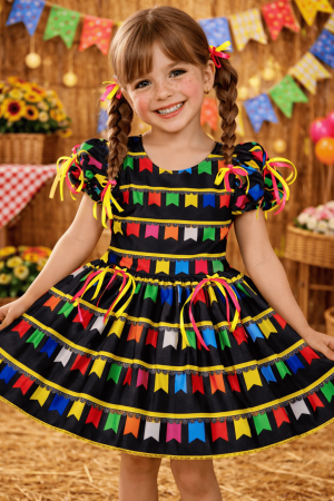 Vestido Bandeirinha Infantil Para Evento Escolar São João